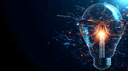 Poster - Digital Lightbulb With Glasses Concept