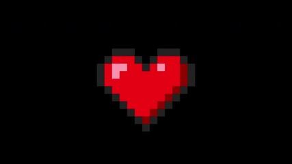 Poster - 8 bit pixel art heart gaming health animation. Video game life bar. 2D video game asset. pixelated 90s style. looped video. love symbol. game health level. Transparent. Alpha channel.