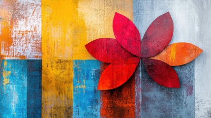 Poster - Abstract Art Composition with Colorful Shapes and Textured Background Elements for Inspiration