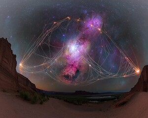 Wall Mural - Nebula over desert landscape