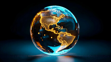 Poster - Glowing Illuminated 3D Earth Model