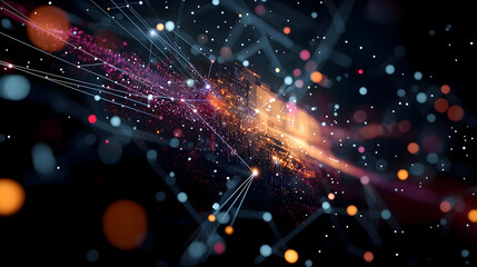 Poster - Abstract Digital Network Design With Vibrant Colors
