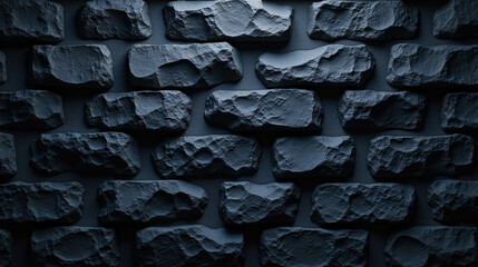 Poster - Textured stone wall dark color rough surface brick pattern interior design architectural element background home decor modern style solid material