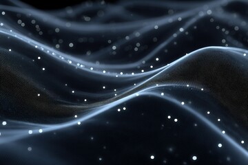 Fototapete - Swirling waves of light create a cosmic atmosphere in a dark space filled with shimmering particles