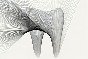 Poster - Intricate black line art resembling a tooth shape displayed on a minimalistic background highlights creative design and artistry
