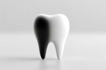 Poster - Unique black and white tooth sculpture representing dental health and aesthetics for modern decor