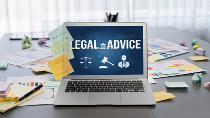 Poster - smart legal advice website for people searching for brisk law knowledge in digital device screen pro