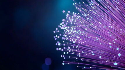 Poster - Fiber Optic Cables Glowing Purple Pink Light Rays