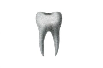 Poster - Tooth sculpture designed with intricate mesh pattern displayed on a plain background in a contemporary art setting