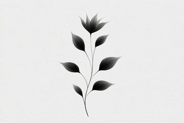 Poster - Elegant black and white botanical illustration featuring delicate floral elements with smooth curves and textures