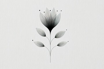 Poster - Elegant black and white floral design featuring intricate line art and delicate shapes on a light background