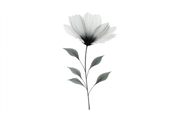 Poster - Delicate monochrome flower illustration with intricate lines and soft details in a modern design