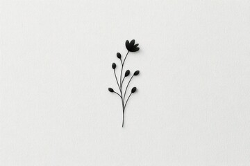 Poster - Delicate black flower and bud design on a textured white background showcasing minimalistic elegance