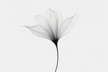 Poster - elegant white flower created with delicate lines against a light background, showcasing intricate de