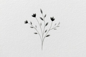 Poster - Delicate black and white illustration of botanical elements on textured background