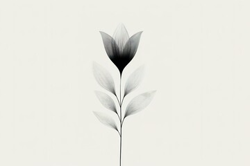 Poster - Unique black and white floral design featuring leaves and petals on a light background