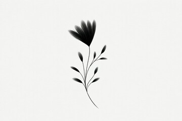 Poster - Elegant black floral illustration on a minimalist background celebrating nature's beauty and simplicity