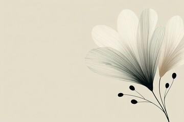 Poster - Delicate abstract floral design featuring soft lines and muted colors on a light background
