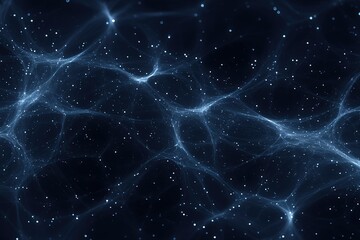 Poster - Exploring the vastness of space with intricate networks of stars and cosmic energy illuminated against a dark backdrop