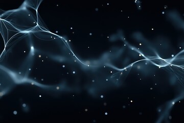 Fototapete - Abstract representation of light and energy with fine lines and luminous particles in a dark background