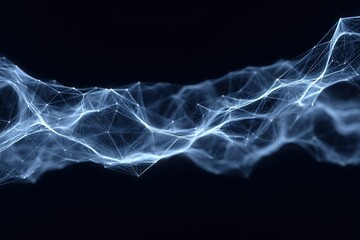 Fototapete - Intricate patterns of blue light create a network of connections against a dark backdrop in a digital art visualization