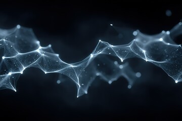 Fototapete - Abstract network of glowing lines and nodes connected against a dark background