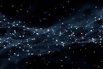 Fototapete - Abstract representation of a starry night with glowing particles and interconnected lines in a cosmic setting
