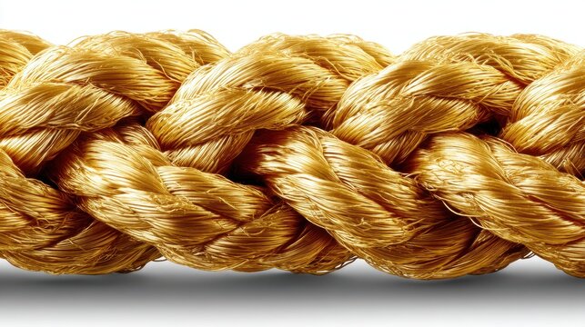 Golden Braided Rope 3D Render on White Background