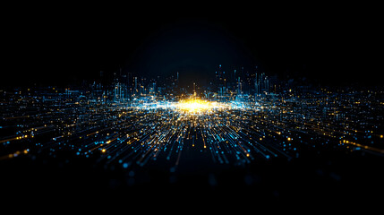 Poster - Abstract Futuristic Digital Cityscape At Night
