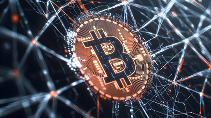 Poster - Bitcoin Cryptocurrency Digital Network Symbol