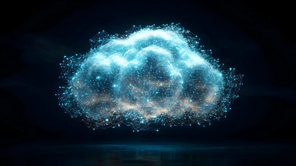 Poster - Abstract Digital Cloud With Glowing Particles
