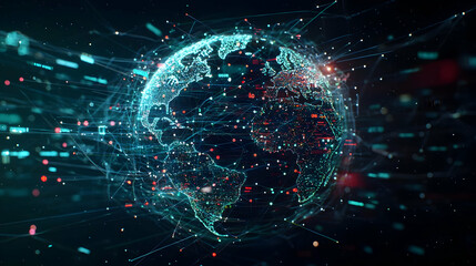 Poster - Digital Illustration Of The Earth Globe With Connections