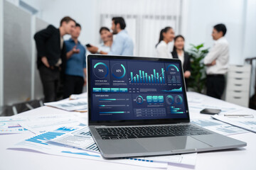 Aufkleber - Business data dashboard provide business intelligence analytic for marketing strategy planning brisk with big data set to analyze customer demands and foreseeing business future