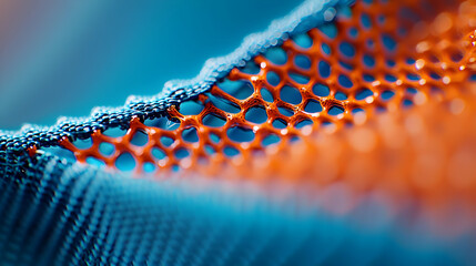 Abstract Orange And Blue Mesh Textile Texture