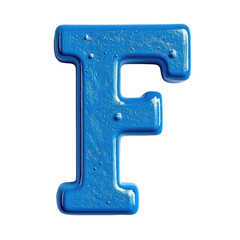 Poster - close up of the letter in blue color with textured surface and shiny reflection with transparent bac