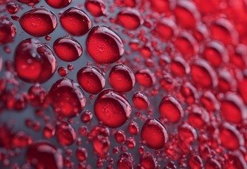 Wall Mural - red background glass drops water rain macro 14-feb liquid abstract dew light transparent dripped wet