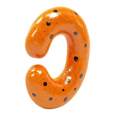 Poster - An abstract 3D rendered letter C isolated on a transparent background orange color with black dots