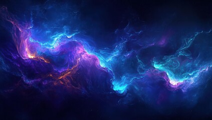 Aufkleber - Abstract background featuring blue and purple wavy lines with glowing accents on a dark backdrop, ideal for presentation design or conceptual digital art.