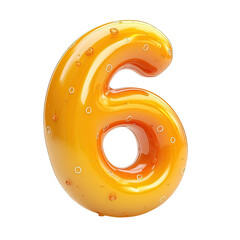 Poster - three-dimensional rendering of the number six in glossy orange with scattered dots. the number is is