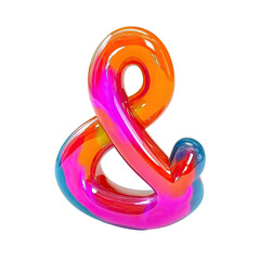 Poster - 3D rendered translucent ampersand symbol with vibrant colors over a transparent black background