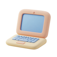 Poster - 3D rendered laptop illustration with pastel color scheme and rounded edges isolated against transparent background