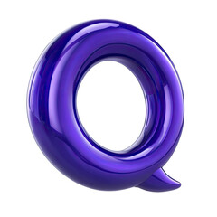 Poster - glossy violet letter q on transparent background