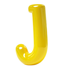Poster - glossy yellow letter j with a transparent background simple design for concept