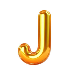 Poster - Glossy golden letter J isolated against a transparent backdrop ideal for design and festive concepts