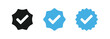 © MDABDUR - Verified badge profile set. Social media account verification icons .Checkmark sign. Verified symbol. Approval done element collection. illustration eps 10.