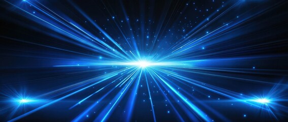 Aufkleber - Futuristic blue light speed background featuring streaks of laser beams and glowing lines on a dark backdrop, ideal for technology and innovation themes.
