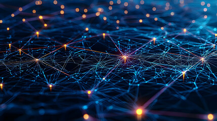Poster - Abstract Network Of Glowing Lights And Blue Lines