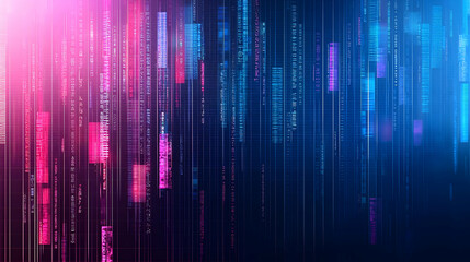 Poster - Abstract Digital Code Background With Neon Colors