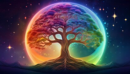Wall Mural - Tree of Life in the shape Illustration Art 