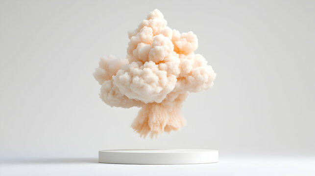 Abstract Pastel Cloud Formation on White Platform